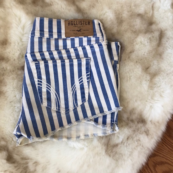 Hollister Striped Denim Shorts size 0 w24 - Picture 3 of 3
